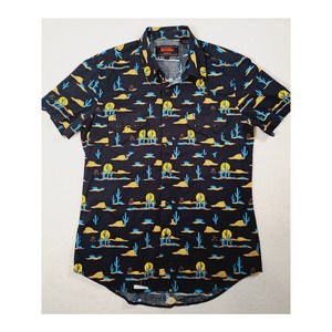 Rock & Roll Denim Men's Desert Themed Short-Sleeved Button-Up Shirt Black Large